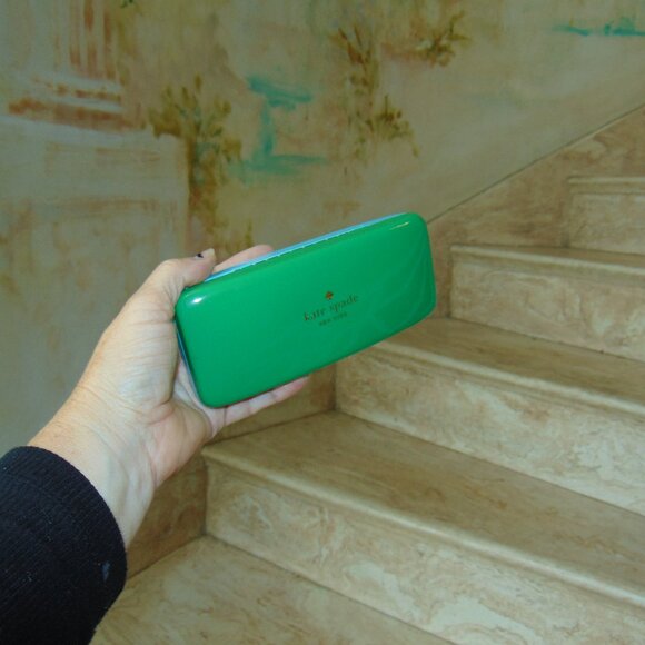 Kate Spade Eyeglasses Hard Case 2 tone green and blue cute eyes inside - Picture 5 of 7